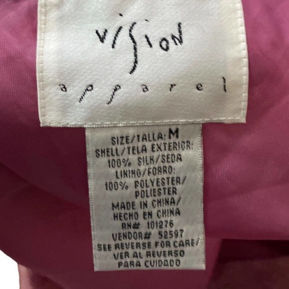 Vision Apparel Women's Vintage 100% Silk Midi Skirt Dual Layered Pink Floral Med - Picture 6 of 8